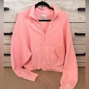 Offline by Aerie Cloud Fleece Quarter Zip Sweatshirt Small, Shell Pink